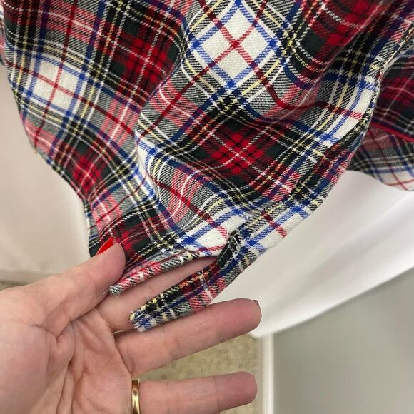Lauren Ralph Lauren sleep shirt pajama top white red green plaid women's large - Picture 14 of 16